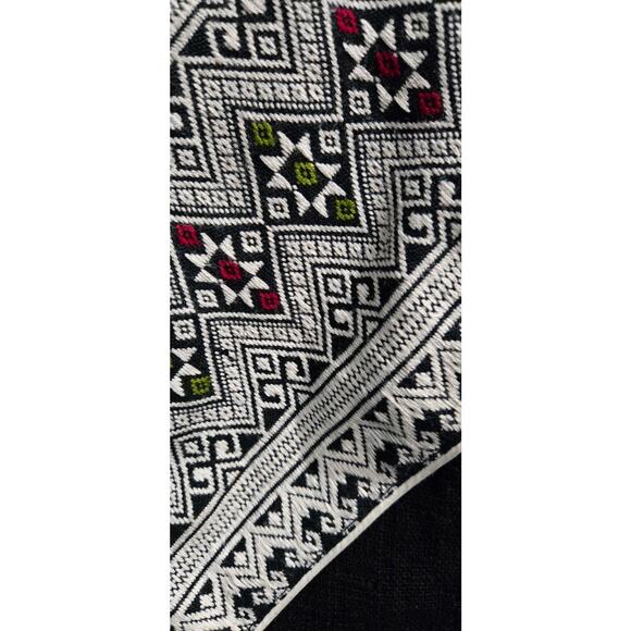 Vintage Bohemian Aztec pattern embroidered jacket/blazer black costume 80s SZ M - Picture 7 of 13